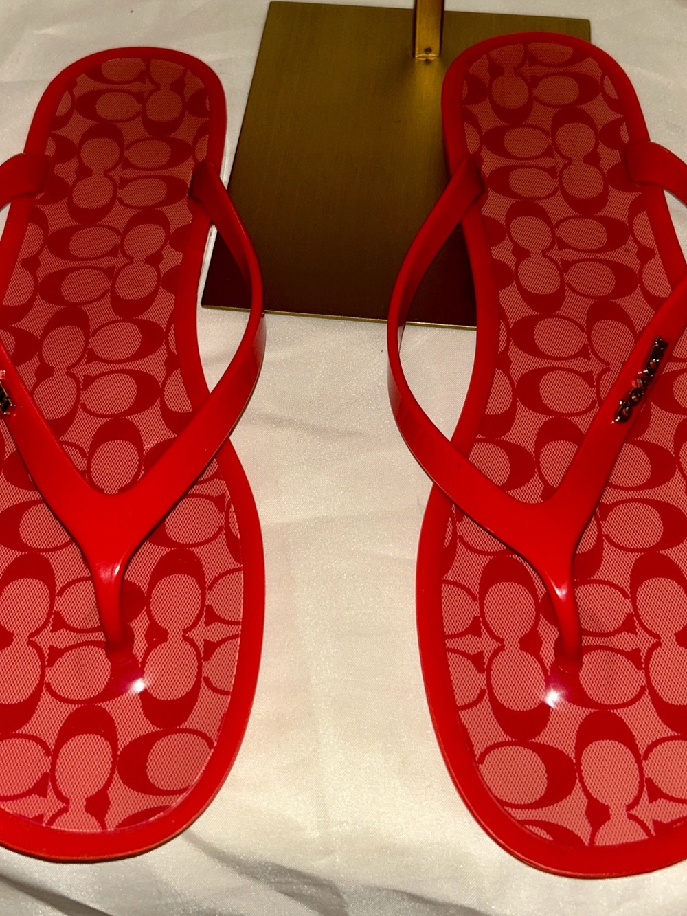 Coach Women's Red Logo Flip Flop Sandals size 8